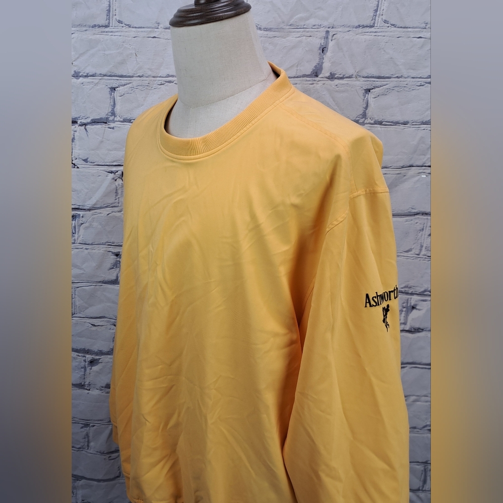 Ashworth Mens Golf Jacket Windbreaker Yellow Weather System Rain Resistant Large